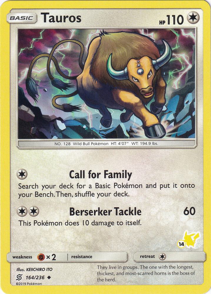 Tauros 164 236 14 Pikachu Stamped 164/236 (Battle Academy)  | Good Games Adelaide SA