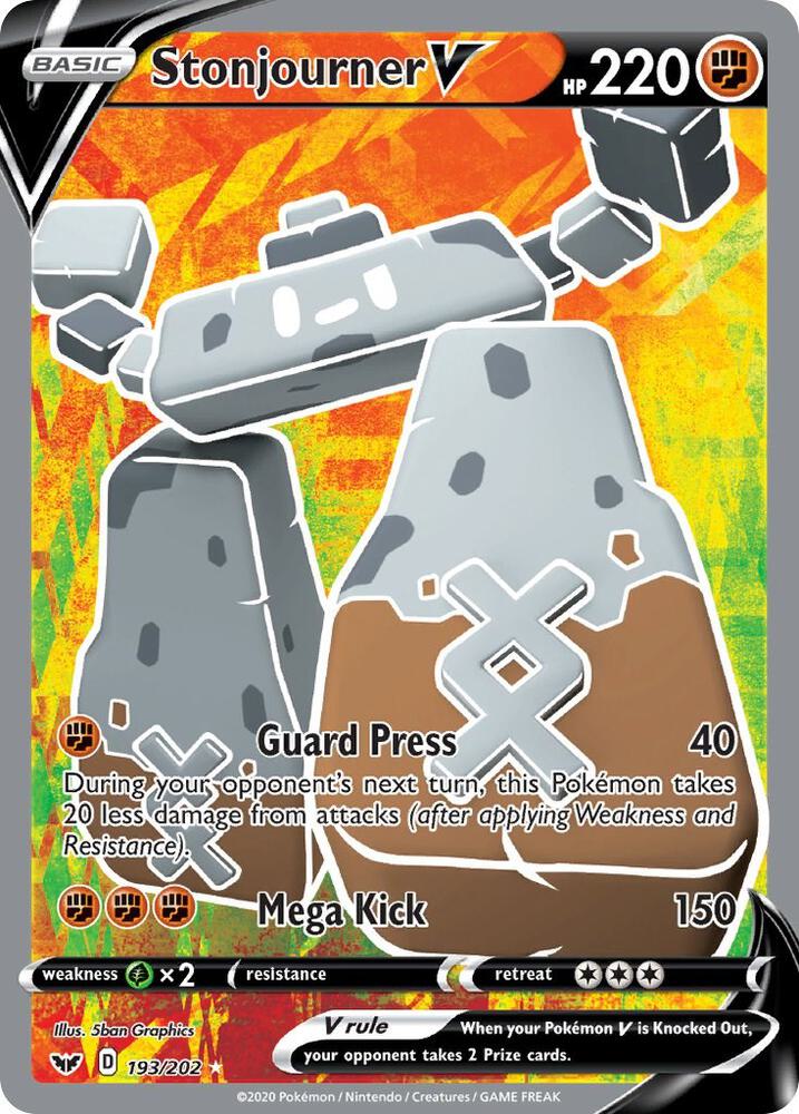 Stonjourner V Full Art 193/202 (SWSH01: Sword & Shield Base Set)  - Holofoil | Good Games Adelaide SA
