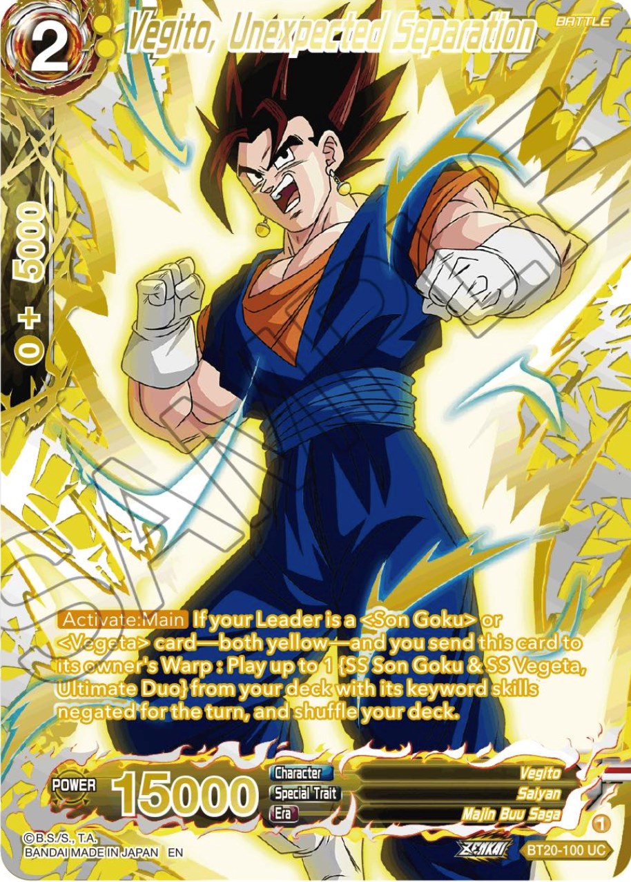 Vegito, Unexpected Separation (Gold-Stamped) (BT20-100) [Power Absorbed] | Good Games Adelaide SA