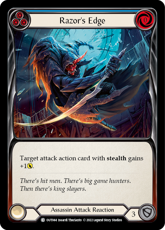 Razor's Edge (Blue) [OUT044] (Outsiders)  Rainbow Foil | Good Games Adelaide SA