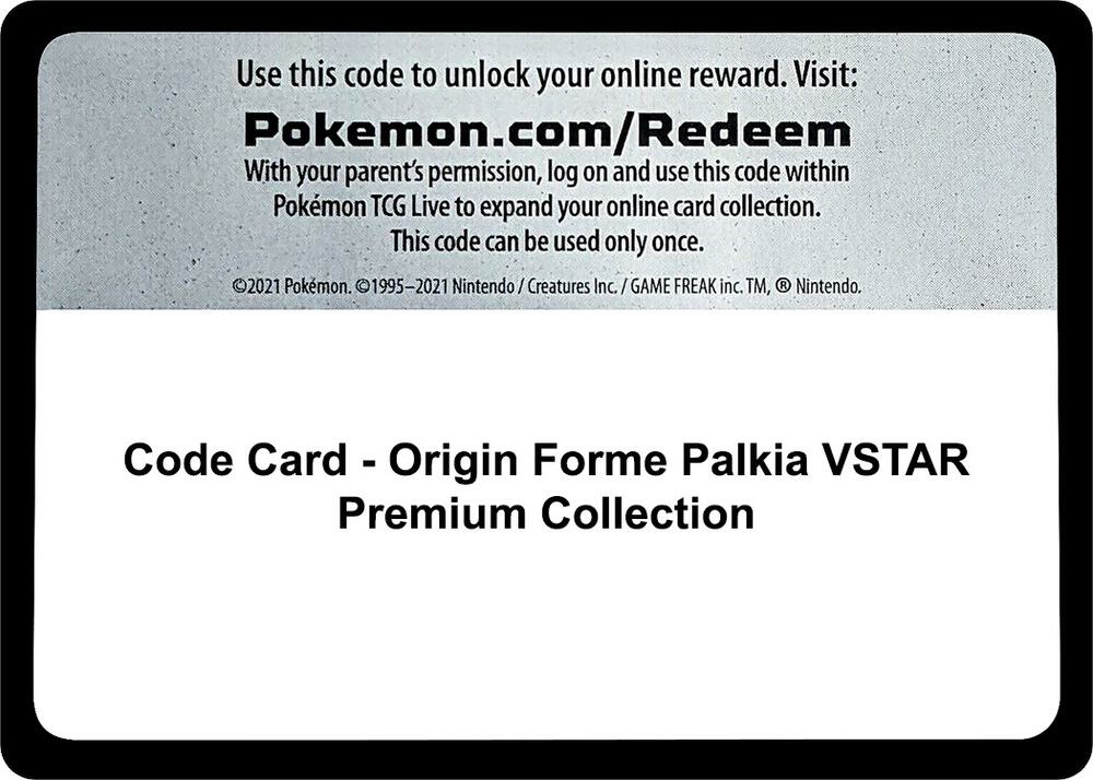 Code Card Origin Forme Palkia VSTAR Premium Collection  (SWSH11: Lost Origin)  | Good Games Adelaide SA