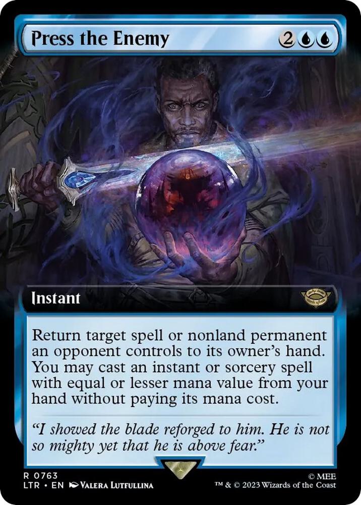 Press the Enemy 763 (Universes Beyond: The Lord of the Rings: Tales of Middle-earth)  - Extended Art Surge Foil | Good Games Adelaide SA