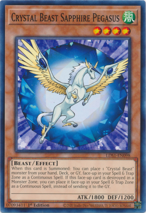 Crystal Beast Sapphire Pegasus [LDS1-EN098] Common | Good Games Adelaide SA