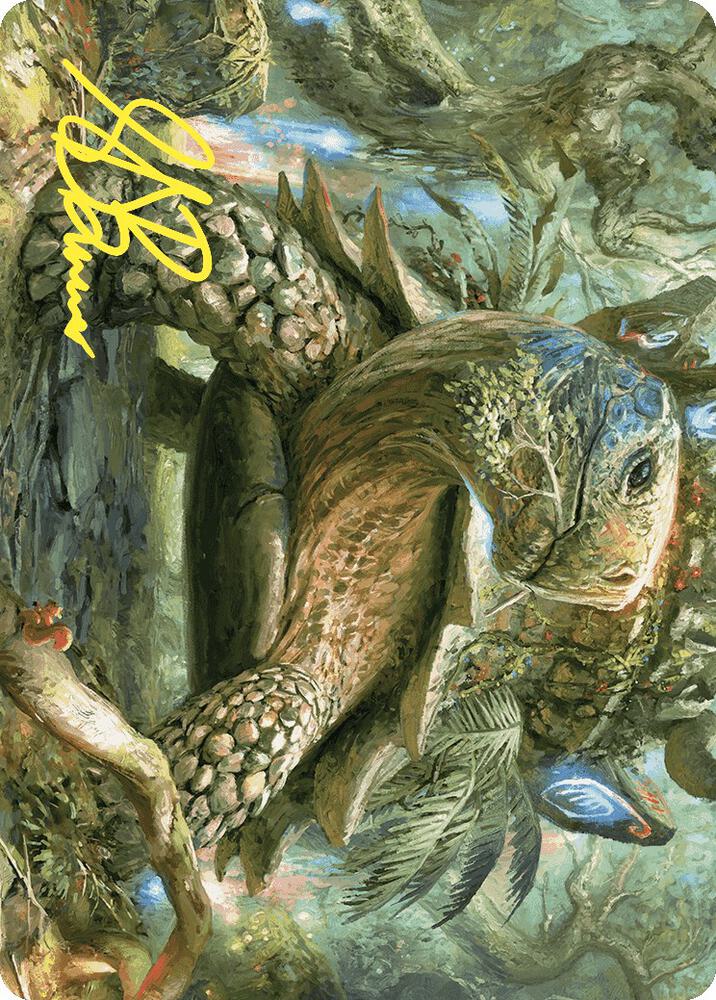 Blossoming Tortoise Art Card Gold Stamped Signature 24 (Art Series: Wilds of Eldraine)  | Good Games Adelaide SA
