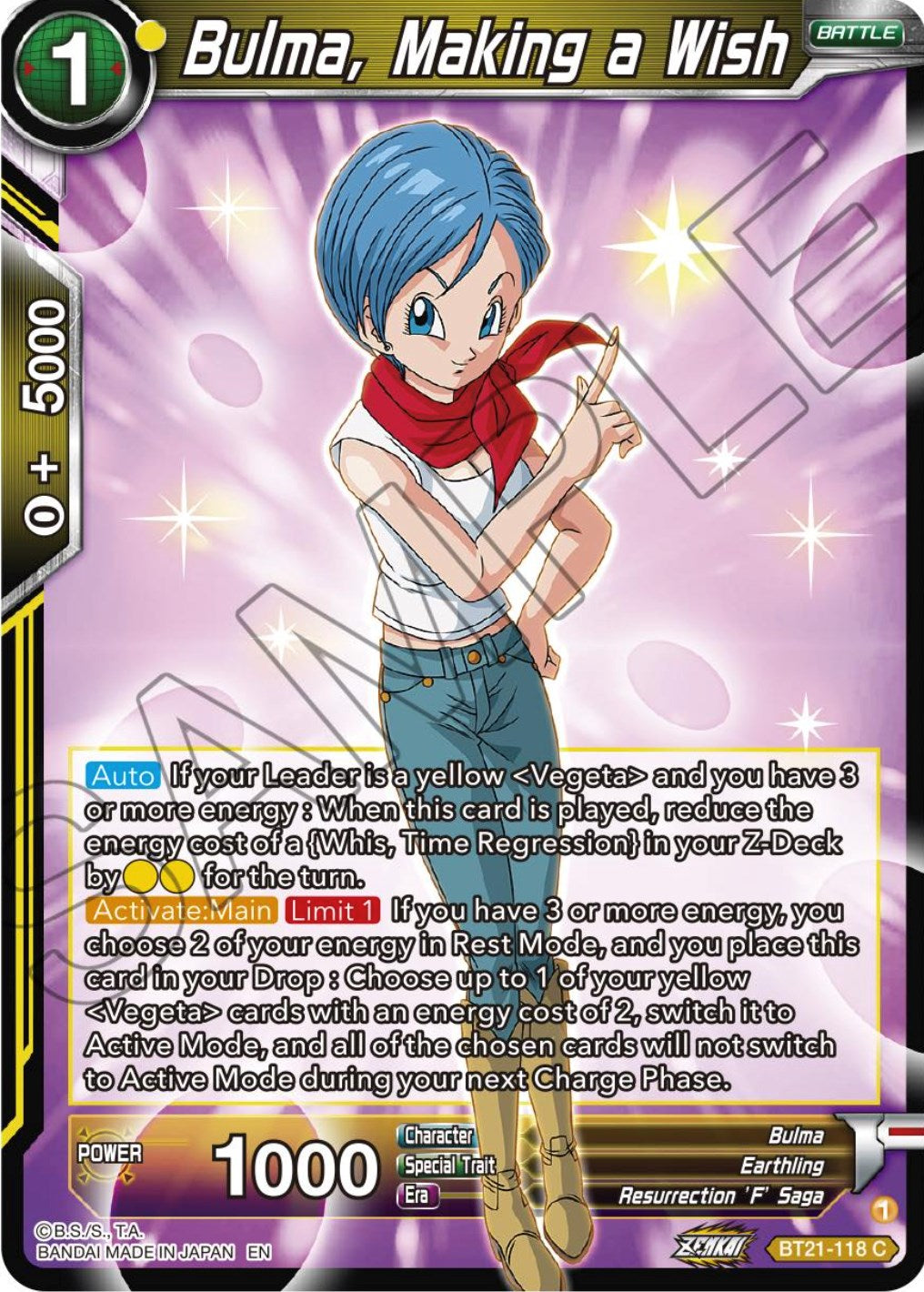 Bulma, Making a Wish (BT21-118) [ZENKAI Series: Set 04] | Good Games Adelaide SA