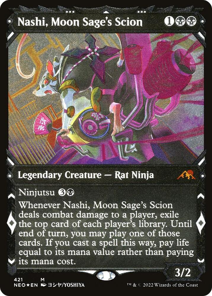 Nashi, Moon Sage's Scion 421 (Kamigawa: Neon Dynasty)  - Showcase Etched Foil | Good Games Adelaide SA