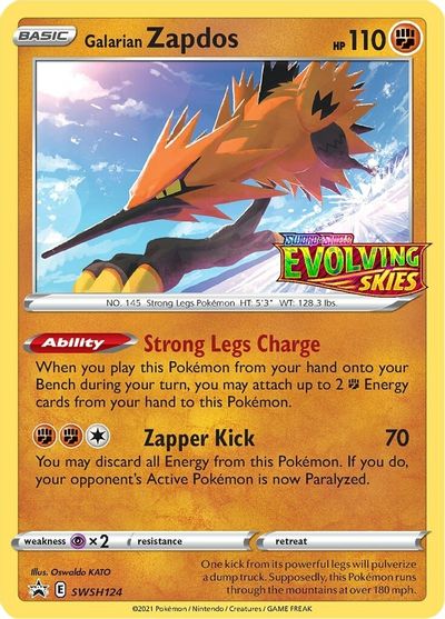 Galarian Zapdos (SWSH124) (Prerelease Promo) [Sword & Shield: Black Star Promos] | Good Games Adelaide SA