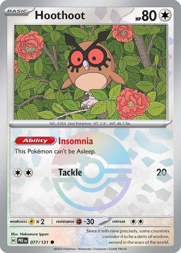 Hoothoot Poke Ball Pattern 077/131 (SV: Prismatic Evolutions)  - Poke Ball Holofoil | Good Games Adelaide SA
