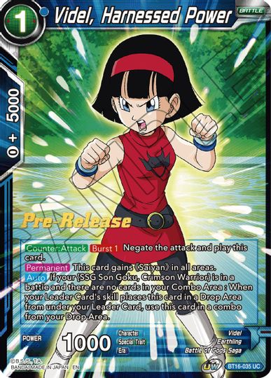 Videl, Harnessed Power (BT16-035) [Realm of the Gods Prerelease Promos] | Good Games Adelaide SA