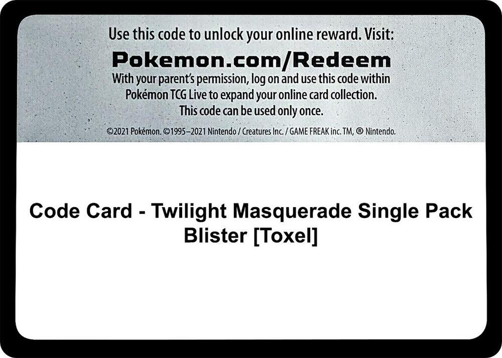 Code Card Twilight Masquerade Single Pack Blister Toxel  (SV06: Twilight Masquerade)  | Good Games Adelaide SA