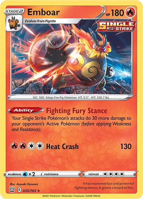 Emboar 025/163 (SWSH05: Battle Styles)  - Holofoil | Good Games Adelaide SA