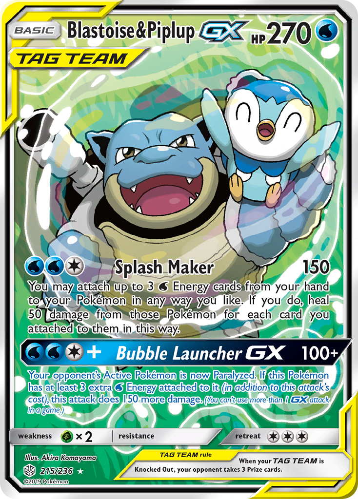 Blastoise & Piplup GX (215/236) [Sun & Moon: Cosmic Eclipse] | Good Games Adelaide SA