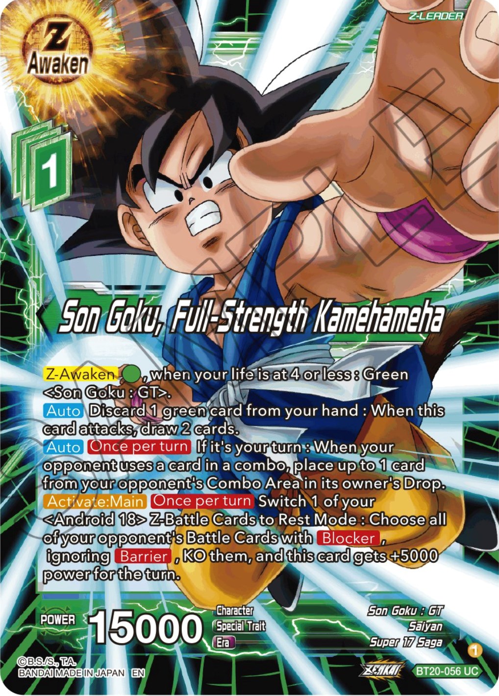 Son Goku, Full-Strength Kamehameha (BT20-056) [Power Absorbed] | Good Games Adelaide SA