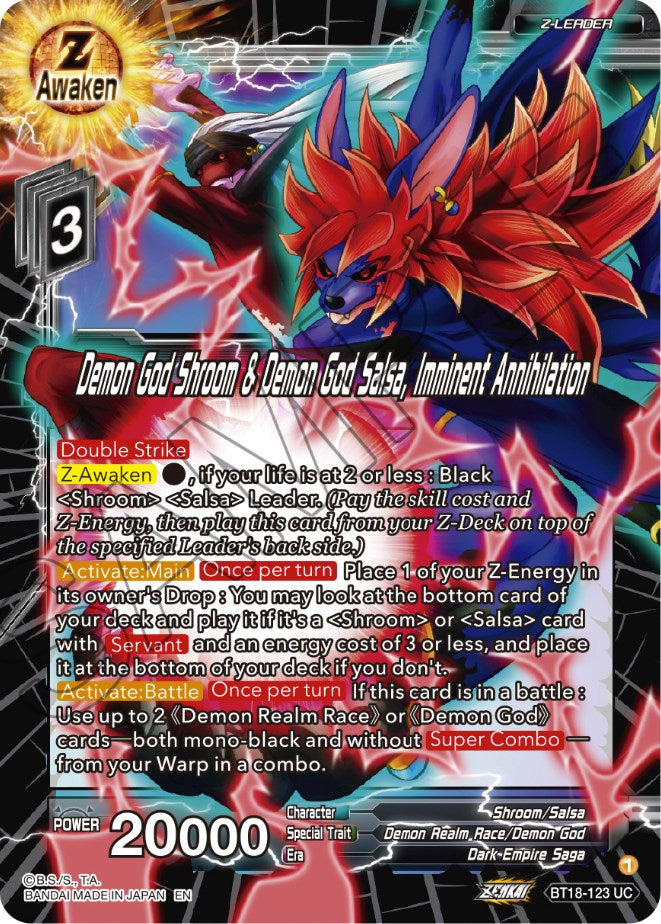 Demon God Shroom & Demon God Salsa, Imminent Annihilation (BT18-123) [Dawn of the Z-Legends] | Good Games Adelaide SA
