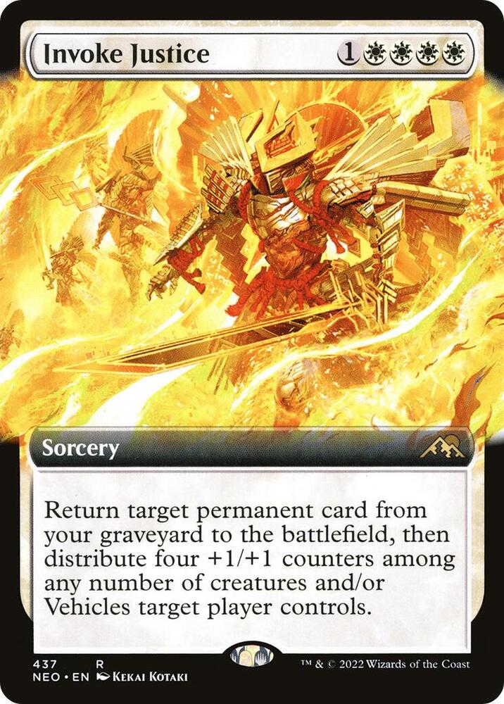 Invoke Justice 437 (Kamigawa: Neon Dynasty)  - Extended Art Foil | Good Games Adelaide SA