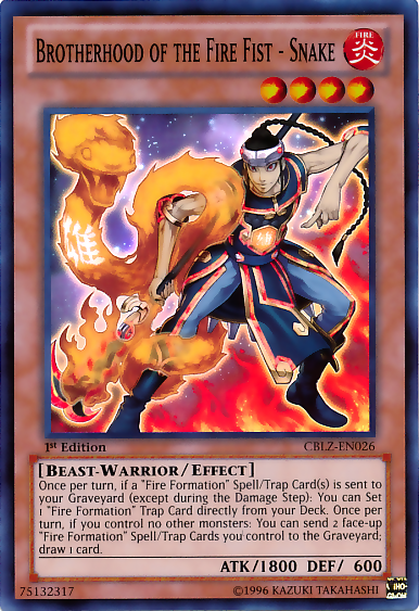Brotherhood of the Fire Fist - Snake [CBLZ-EN026] Super Rare | Good Games Adelaide SA