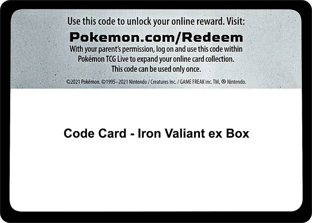 Code Card Iron Valiant ex Box  (Miscellaneous Cards & Products)  | Good Games Adelaide SA