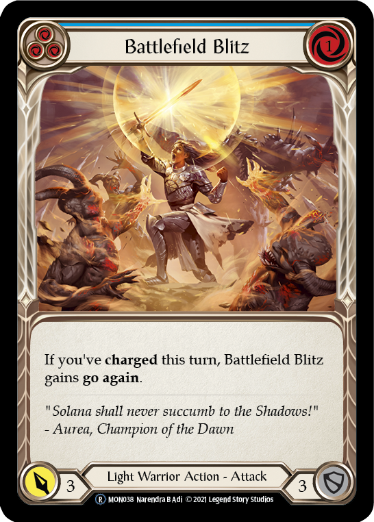 Battlefield Blitz (Blue) [U-MON038-RF] Unlimited Rainbow Foil | Good Games Adelaide SA