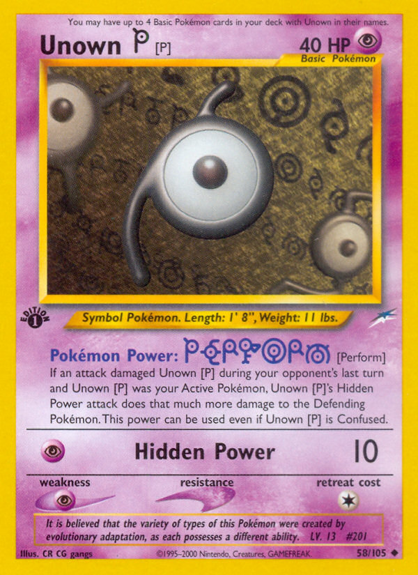 Unown [P] (58/105) [Neo Destiny 1st Edition] | Good Games Adelaide SA