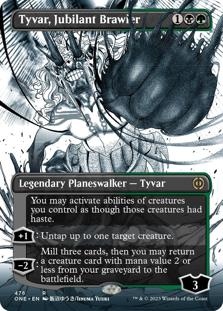 Tyvar, Jubilant Brawler (Borderless Manga Step-and-Compleat Foil) [Phyrexia: All Will Be One] | Good Games Adelaide SA