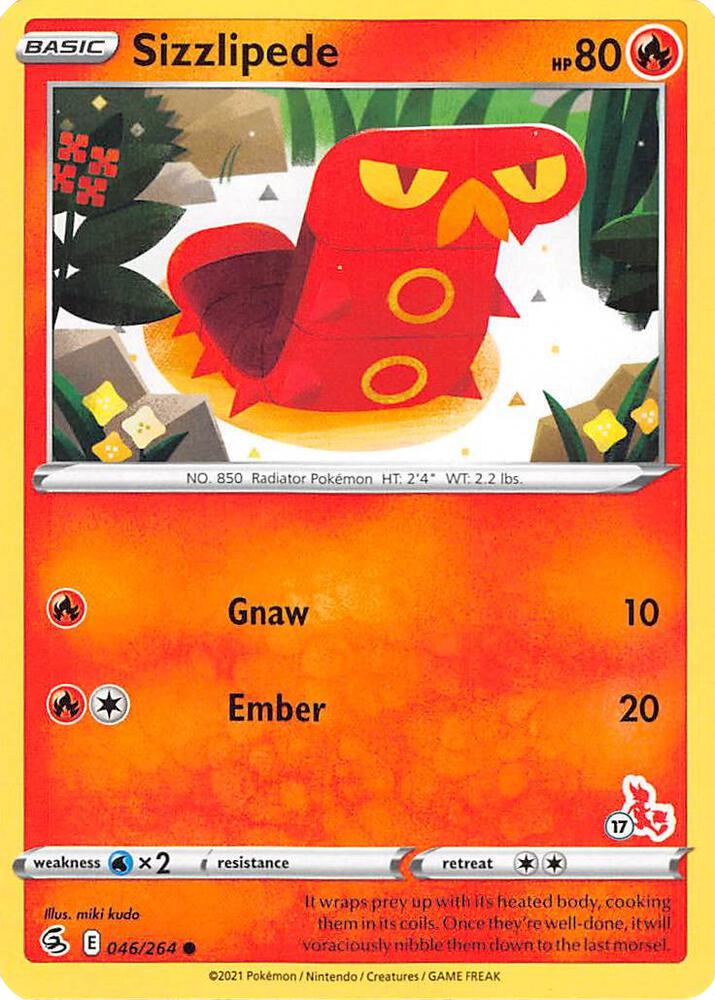 Sizzlipede 046 264 17 Cinderace Stamped 046/264 (Battle Academy 2022)  | Good Games Adelaide SA