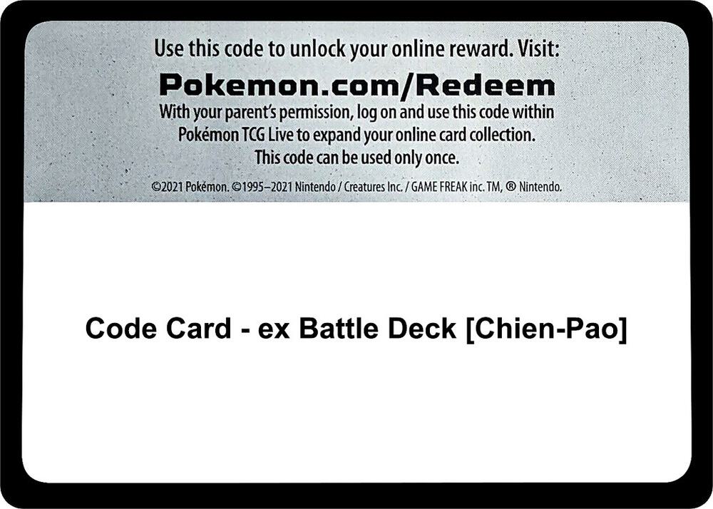 Code Card ex Battle Deck Chien Pao  (Miscellaneous Cards & Products)  | Good Games Adelaide SA