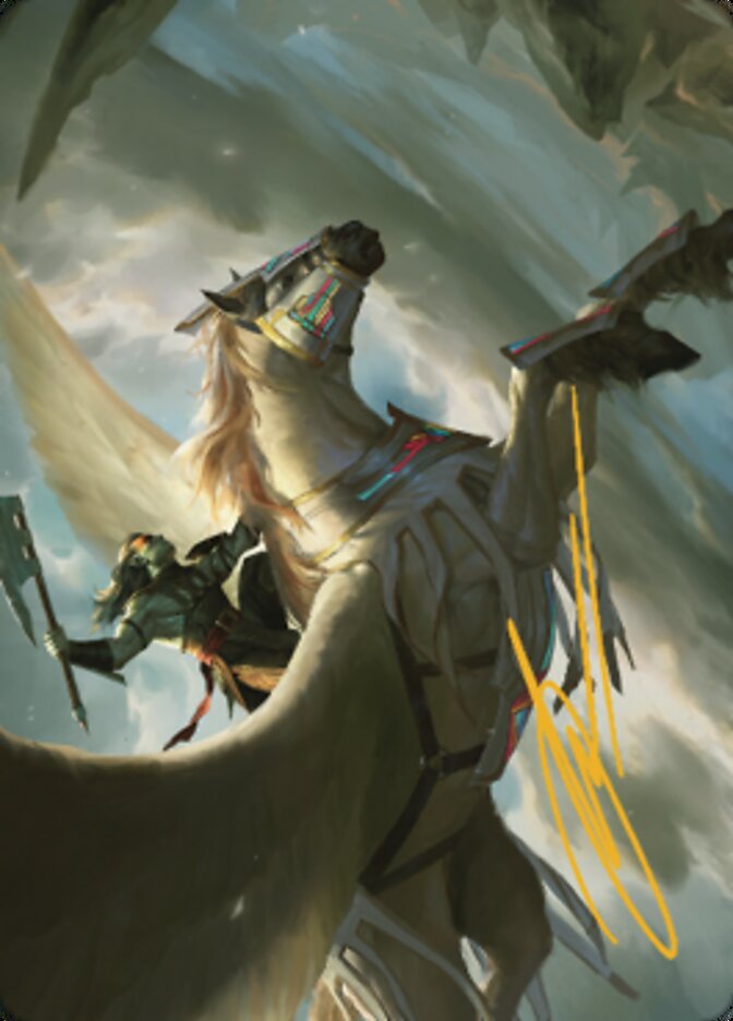 Cleaving Skyrider Art Card (Gold-Stamped Signature) [Dominaria United Art Series] | Good Games Adelaide SA