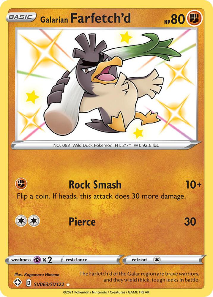 Galarian Farfetch'd SV063/SV122 (Shining Fates: Shiny Vault)  - Holofoil | Good Games Adelaide SA