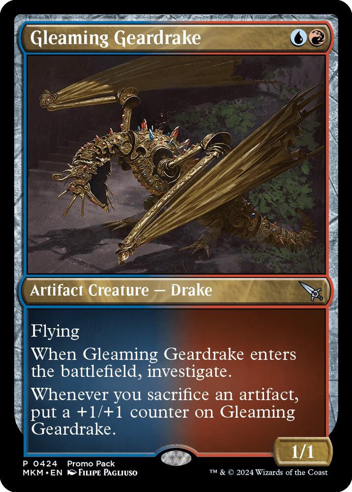 Gleaming Geardrake 424 (Promo Pack: Murders at Karlov Manor)  - Foil | Good Games Adelaide SA