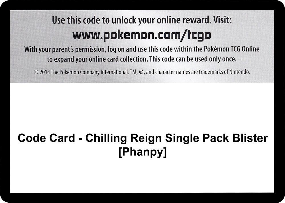 Code Card Chilling Reign Single Pack Blister Phanpy  (SWSH06: Chilling Reign)  | Good Games Adelaide SA