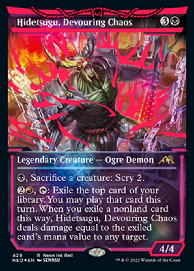 Hidetsugu, Devouring Chaos (Neon Ink Red) [Kamigawa: Neon Dynasty] | Good Games Adelaide SA