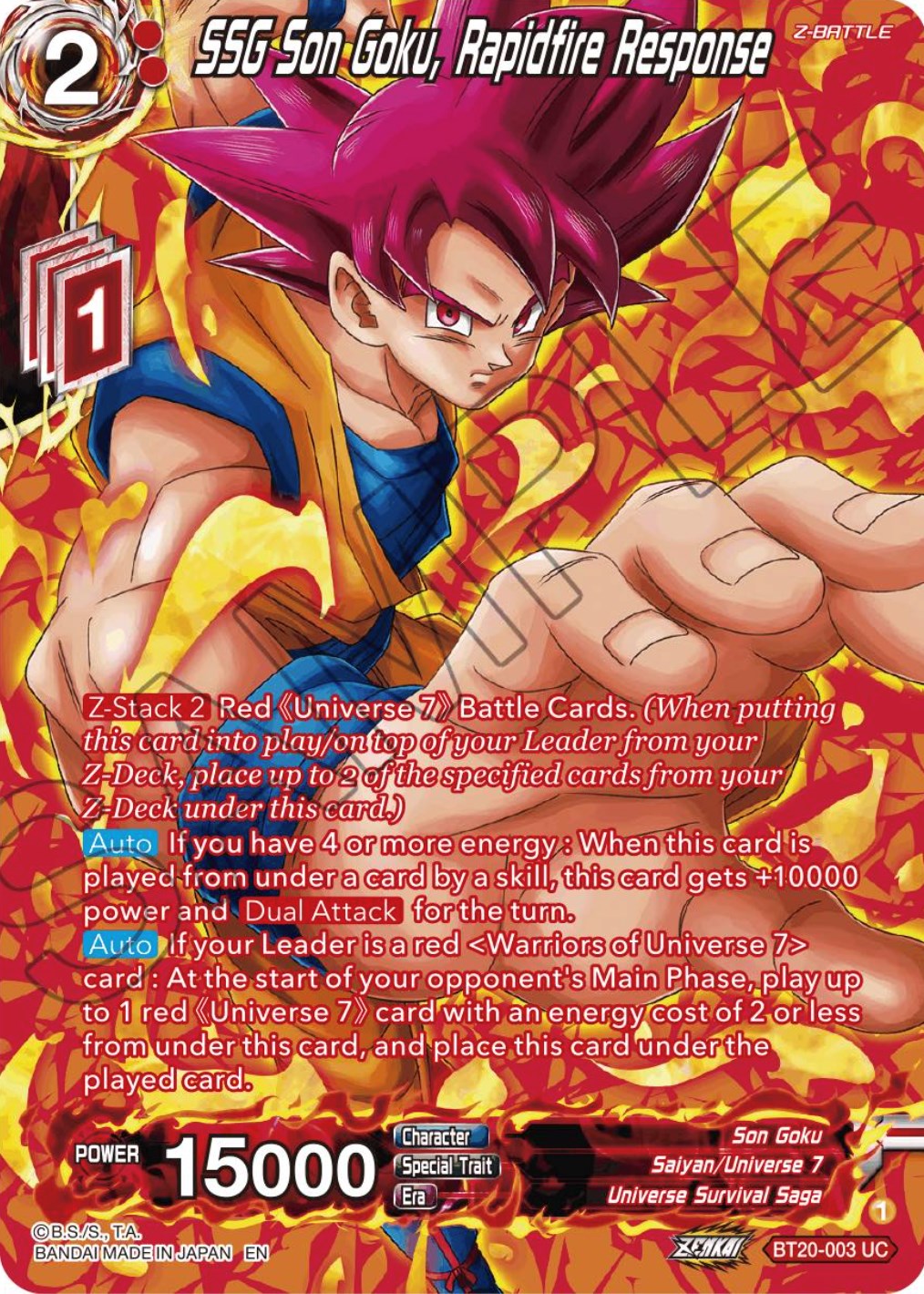 SSG Son Goku, Rapidfire Response (Silver Foil) (BT20-003) [Power Absorbed] | Good Games Adelaide SA