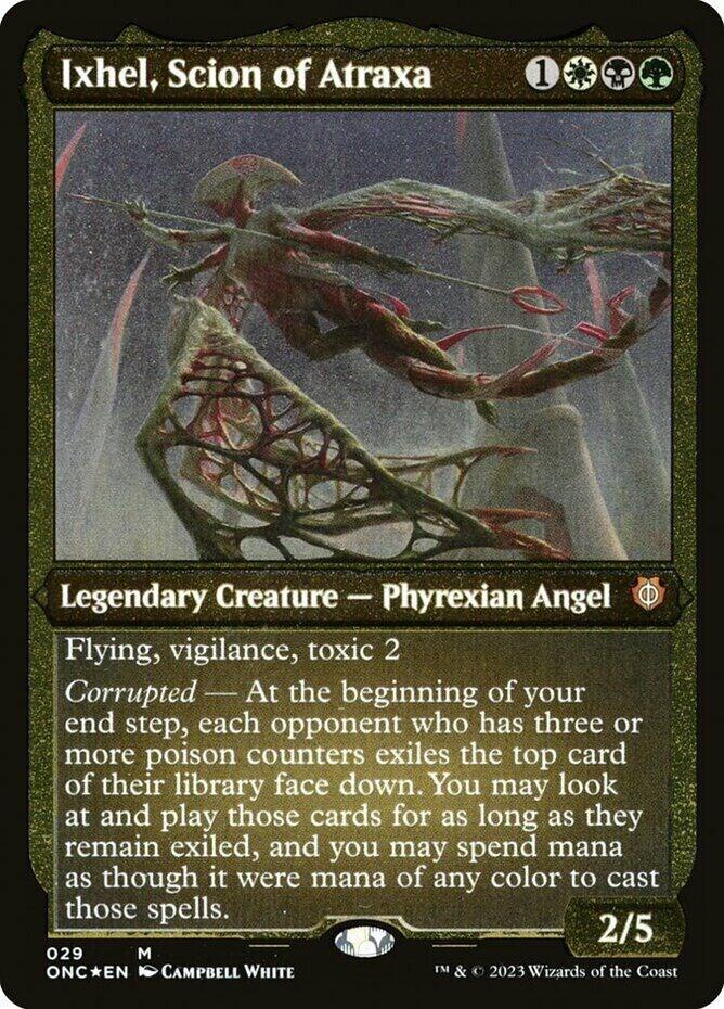 Ixhel Scion of Atraxa Display Commander Foil Etched Thick Stock 29 (Commander: Phyrexia: All Will Be One)  - Foil | Good Games Adelaide SA