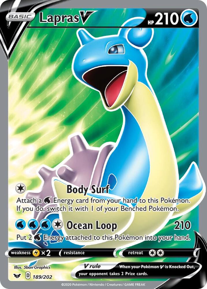Lapras V Full Art 189/202 (SWSH01: Sword & Shield Base Set)  - Holofoil | Good Games Adelaide SA