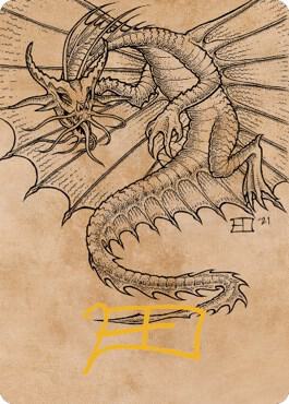 Ancient Gold Dragon Art Card 44 81 Gold Stamped Signature 44 (Art Series: Commander Legends: Battle for Baldur's Gate)  | Good Games Adelaide SA