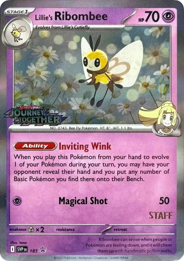Lillie's Ribombee Prerelease Staff 183 (SV: Scarlet & Violet Promo Cards)  - Holofoil | Good Games Adelaide SA