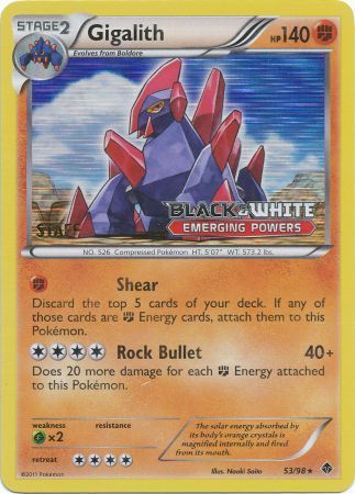 Gigalith (53/98) (Staff Prerelease Promo) [Black & White: Black Star Promos] | Good Games Adelaide SA