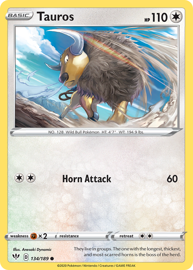 Tauros (134/189) [Sword & Shield: Darkness Ablaze] | Good Games Adelaide SA
