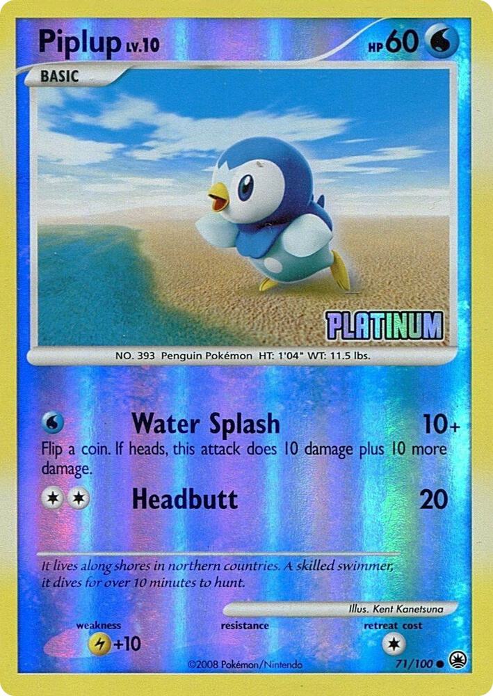 Piplup 71 100 Platinum 071/100 (Burger King Promos)  - Reverse Holofoil | Good Games Adelaide SA