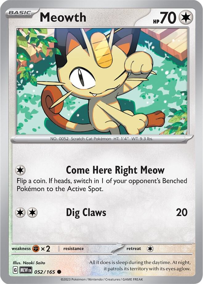 Meowth 052/165 (SV: Scarlet & Violet 151)  - Reverse Holofoil | Good Games Adelaide SA