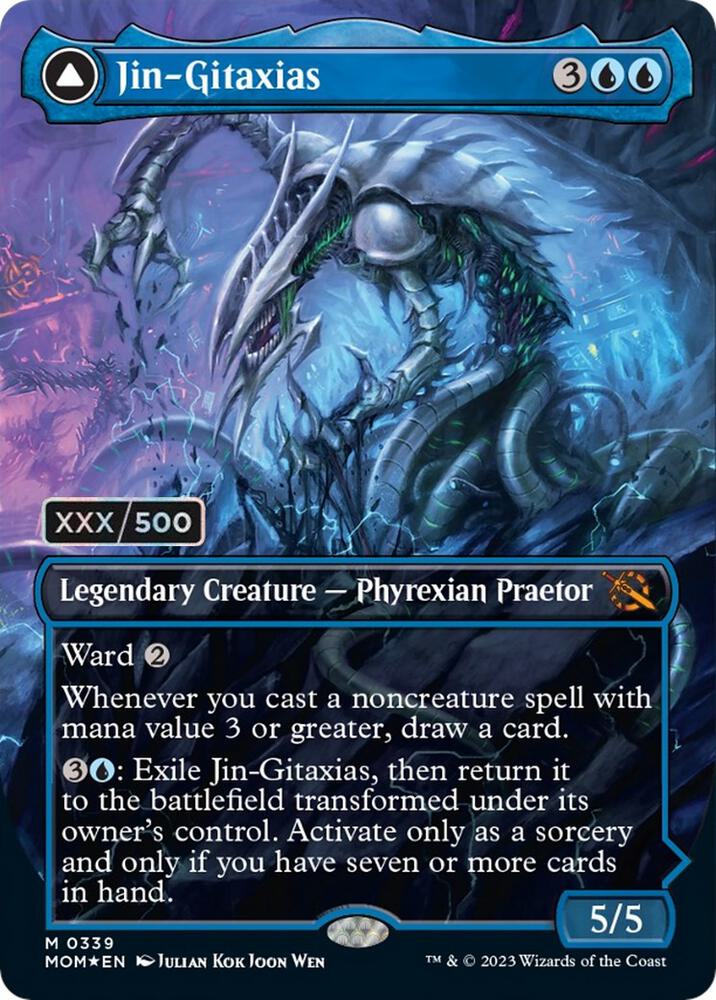 Jin-Gitaxias // The Great Synthesis Seralized 339 (March of the Machine)  - Double Rainbow Foil | Good Games Adelaide SA