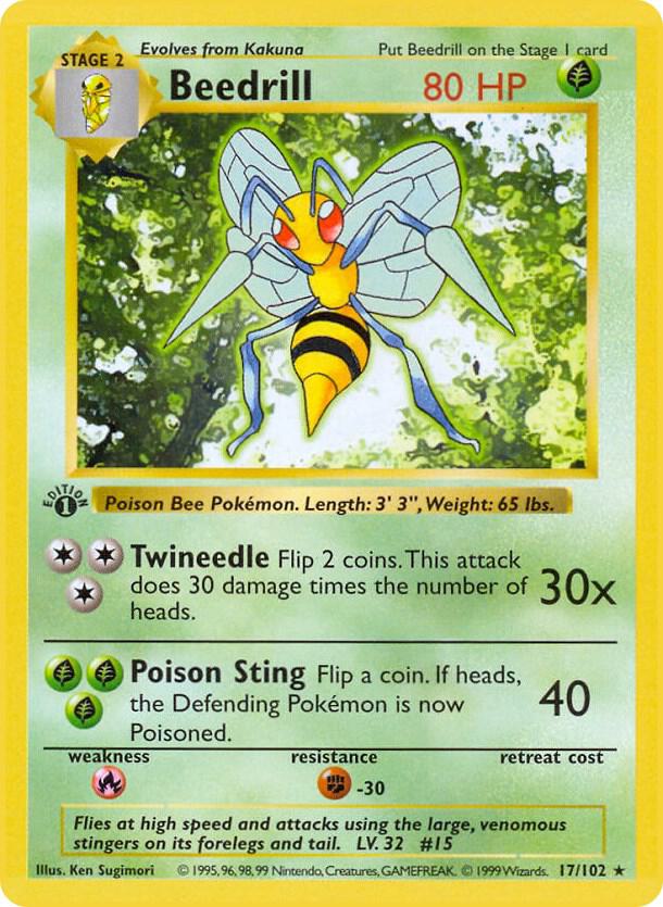 Beedrill 017/102 (Base Set (Shadowless))  - 1st Edition | Good Games Adelaide SA