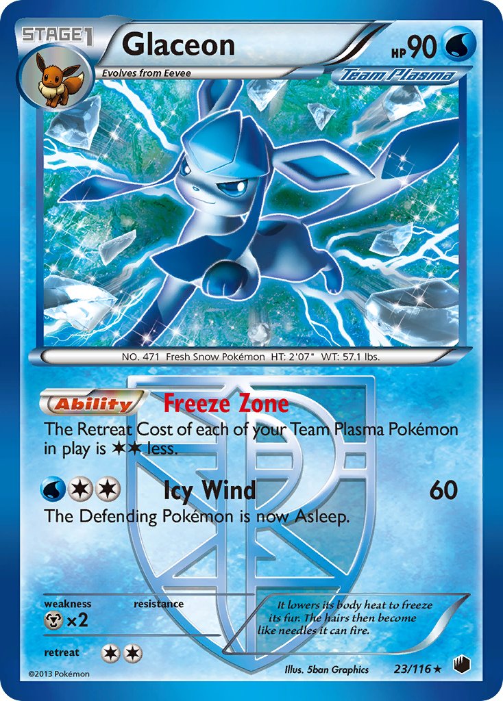 Glaceon (23/116) (Theme Deck Exclusive) [Black & White: Plasma Freeze] | Good Games Adelaide SA