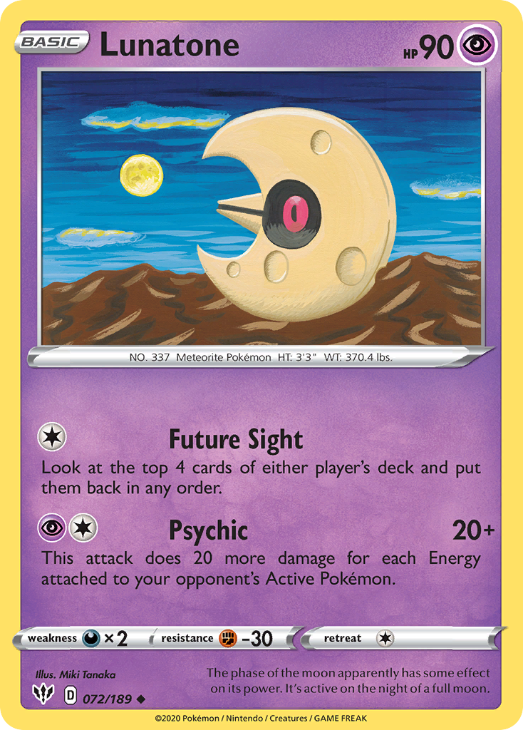 Lunatone (072/189) [Sword & Shield: Darkness Ablaze] | Good Games Adelaide SA