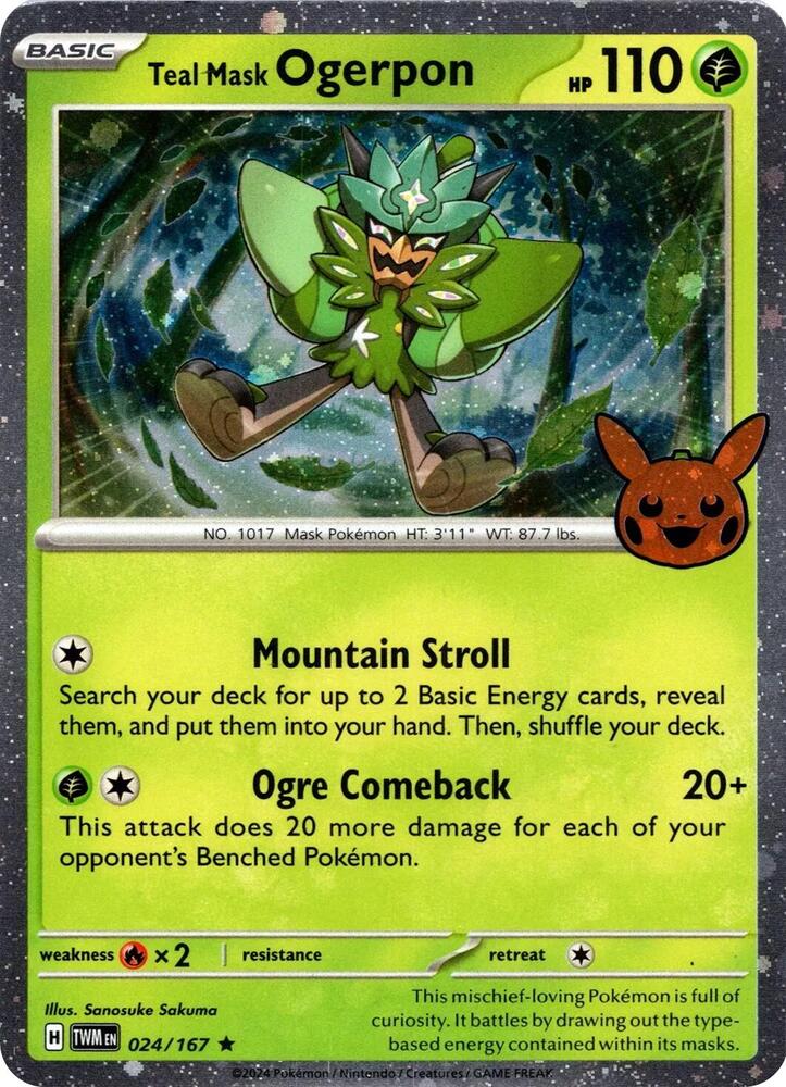 Teal Mask Ogerpon 024/167 (Trick or Trade BOOster Bundle 2024)  - Holofoil | Good Games Adelaide SA