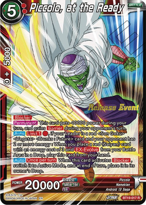Piccolo, at the Ready (Fighter's Ambition Holiday Pack) (BT19-017) [Tournament Promotion Cards] | Good Games Adelaide SA