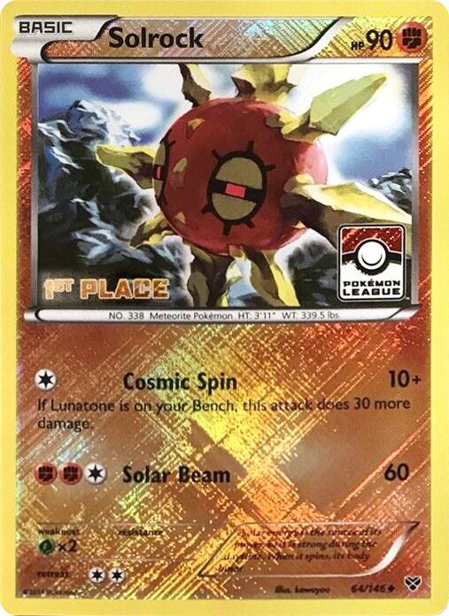 Solrock 64 146 Pokemon League 1st Place 064/146 (League & Championship Cards)  - Reverse Holofoil | Good Games Adelaide SA