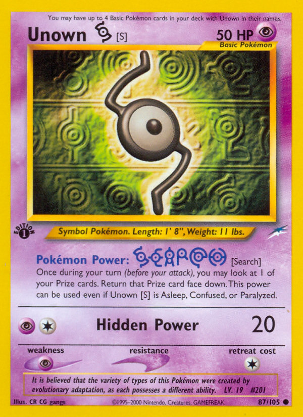 Unown [S] (87/105) [Neo Destiny 1st Edition] | Good Games Adelaide SA