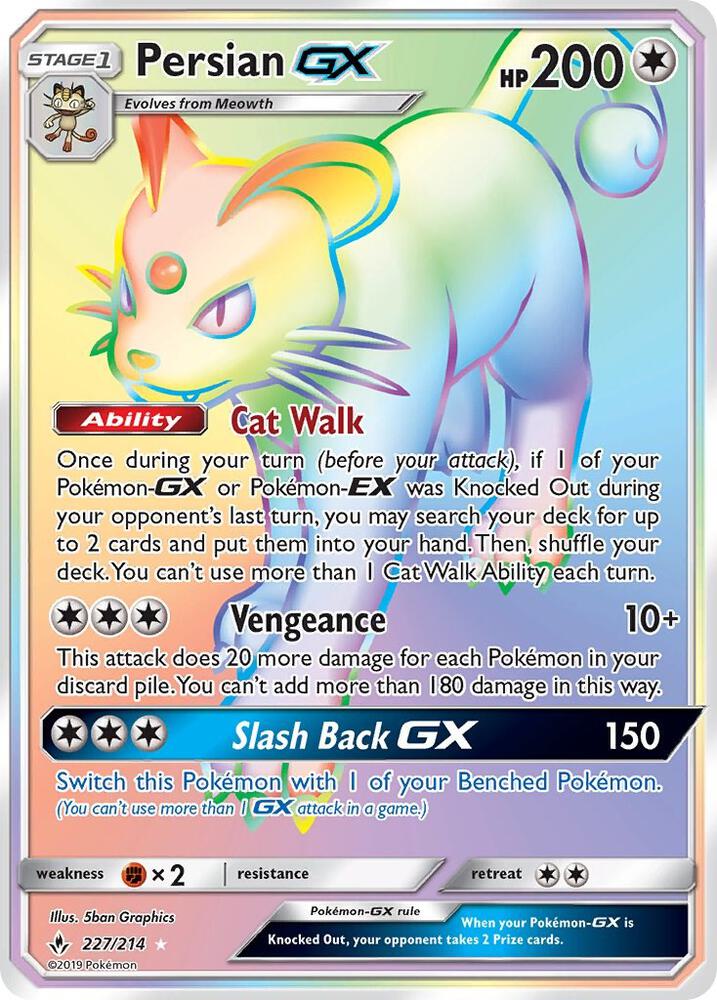 Persian GX Secret 227/214 (SM - Unbroken Bonds)  - Holofoil | Good Games Adelaide SA