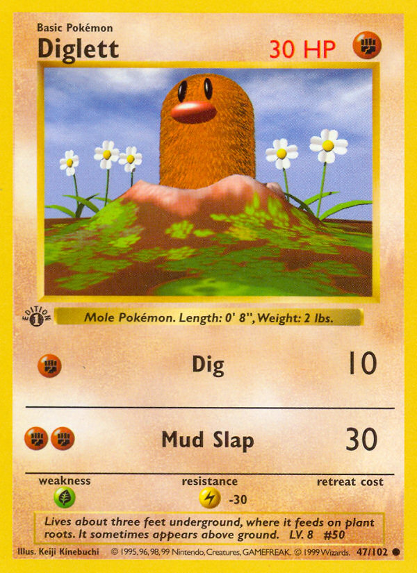 Diglett (47/102) (Shadowless) [Base Set 1st Edition] | Good Games Adelaide SA